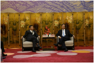 海南省長劉賜貴會見台灣工商建研會理事長廖萬隆一行