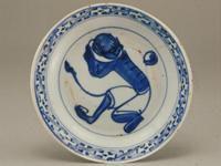 青花魁星踢斗圖碟 青花魁星踢斗圖碟
