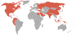 世界分布圖，中國地區不包括海南、澳門