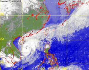 颱風浣熊衛星雲圖 4月18日下午6時