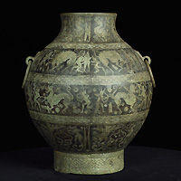 填漆狩獵紋壺