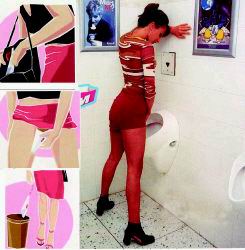 女用站立小便廁位 使用示意圖