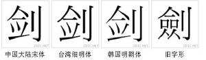 字形對比: