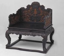 紫檀嵌黃楊寶座 紫檀嵌黃楊寶座