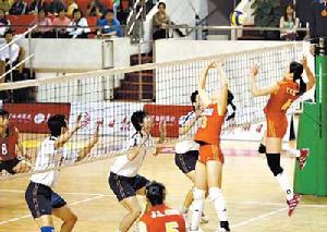 4.2廣州元邦男排以3比1擊敗中國女排