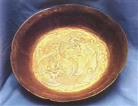 唐鎏金魚龍戲珠紋銀盆 唐鎏金魚龍戲珠紋銀盆