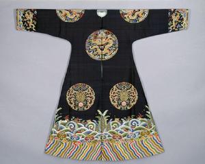 石青色緙絲五彩八團袷褂 石青色緙絲五彩八團袷褂