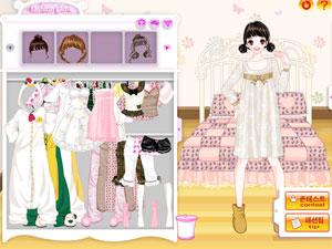 美眉的粉色睡衣