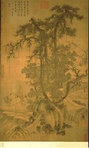 元代唐棣霜浦歸漁圖軸畫