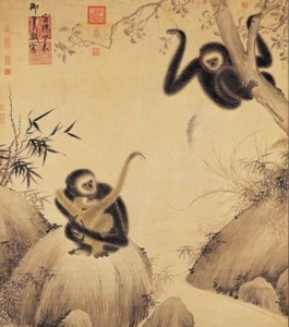 明宣宗戲猿圖軸 明宣宗戲猿圖軸