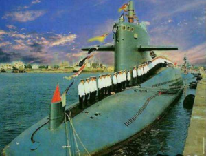 中國海軍092型核潛艇官兵列隊接受檢閱