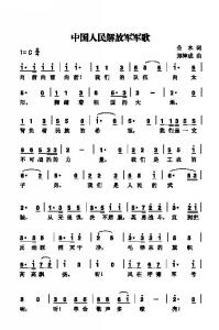 《中國人民解放軍軍歌》譜