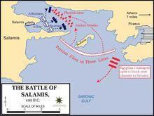 希臘艦隊成功地在海峽內形成包抄之勢