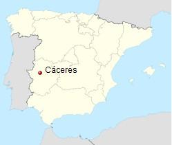 卡塞雷斯在西班牙的位置