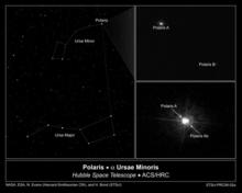 這張圖片展示了北極星是一個三星系統