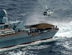 莫斯科號後甲板起降的卡莫夫直升機
