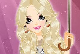 時尚女孩拿雨傘 時尚女孩拿雨傘