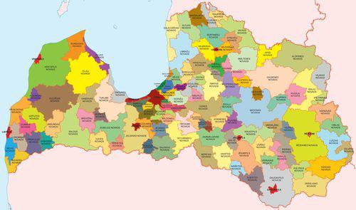 拉脫維亞行政區劃圖