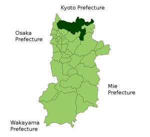 奈良市在日本奈良縣的位置