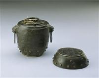 錫刻詩句鼓式溫壺 錫刻詩句鼓式溫壺