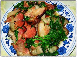 洪山菜苔炒臘肉 洪山菜苔炒臘肉