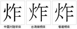“炸”字形對比