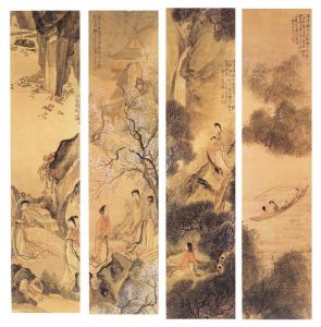 清包棟條屏仕女圖 清包棟條屏仕女圖