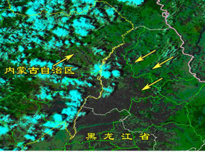 風雲二號衛星傳回的氣象圖