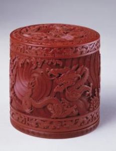 清剔紅海水游龍紋盒 清剔紅海水游龍紋盒