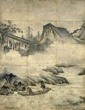 五祖送六祖渡江（祖師圖局部    狩野元信繪）