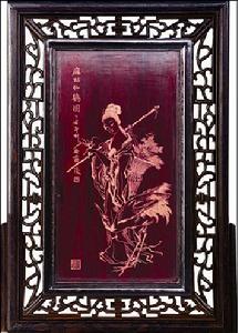 紅木淺刻《麻姑獻壽》