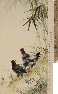 竹林雙雞圖 竹林雙雞圖