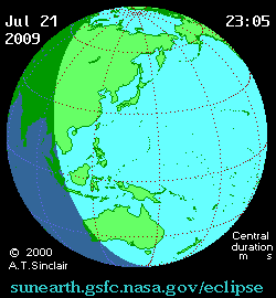 2009年7月22日 日全食 觀測最佳區域