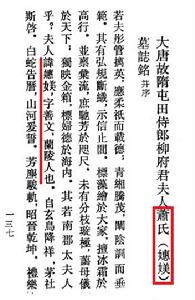 《大唐故隋屯田侍郎柳府君夫人蕭氏（女惠）媄墓志銘並序》1