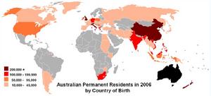 （圖）澳大利亞公民出生國圖像，2006年來源：澳大利亞統計局