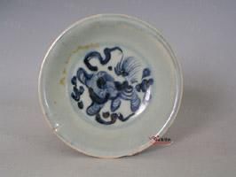 明代景德鎮窯青花結帶獅子紋碟 明代景德鎮窯青花結帶獅子紋碟