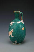 東漢青綠釉帶把陶壺 東漢青綠釉帶把陶壺