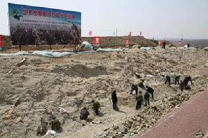 諸城恐龍足跡群發掘現場