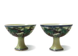 成化鬥彩葡萄紋高足杯 成化鬥彩葡萄紋高足杯