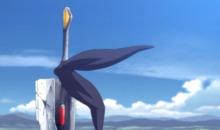 把一隻髮帶（兔耳）扎在了大劍上