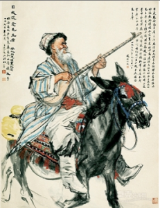 黃胄《日夜想念毛主席》 設色紙本，立軸，189.5&times;144.5cm 