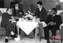 1987年，鄧小平會見坦尚尼亞總統姆維尼