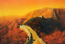 漆畫《慕田峪金秋圖》