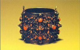 銀琺瑯鑲料石手鐲