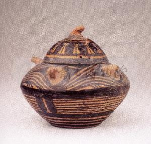 條紋帶蓋彩陶罐 條紋帶蓋彩陶罐