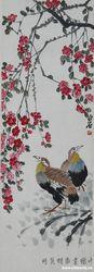 齊白石杏花竹雞圖（全圖）