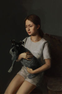 《抱雪納瑞的女孩》60&times;90cm 2014年