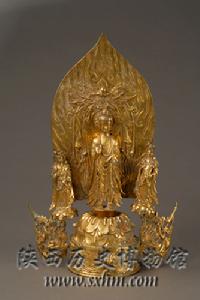 北魏鎏金佛菩薩三尊銅像