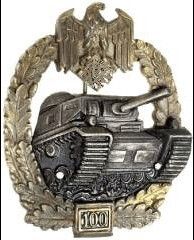 銀質100突擊級別坦克突擊獎章