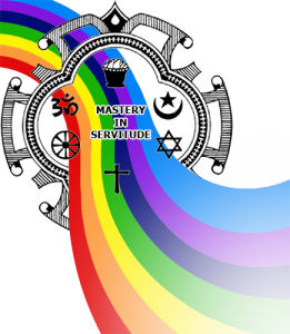 美赫巴巴的徽章和旗幟交織在一起